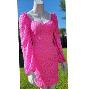 NWT Lily Pulitzer Juliah Hot Pink Lace Dress